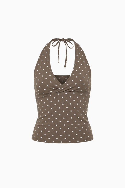 Polka Dot Halter Wrap Top