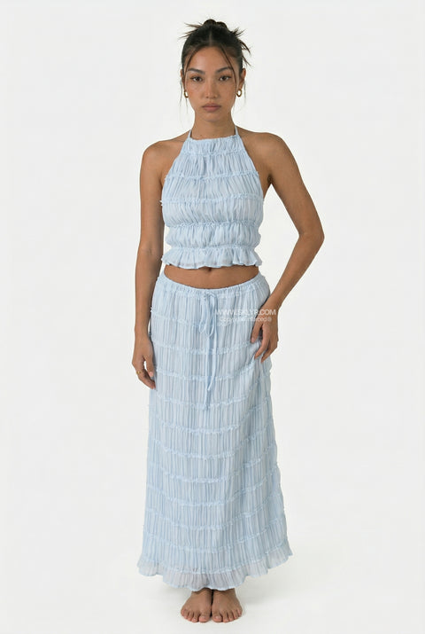 Light Blue Top & Skirt Set