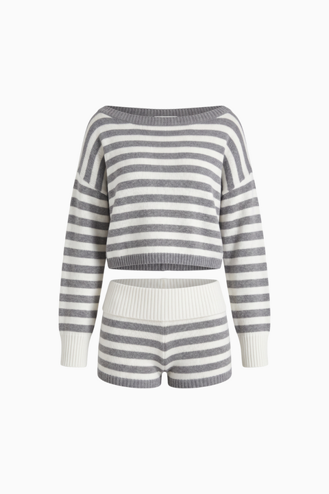 Cozy Striped Knit Matching Set