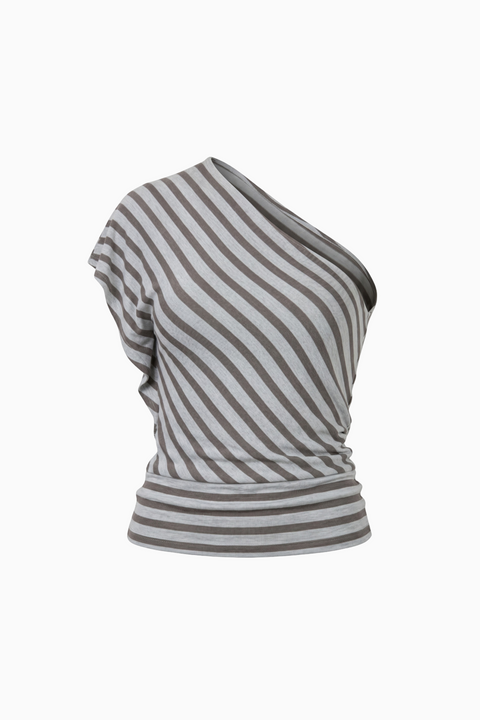 One-Shoulder Striped Asymmetrical Top
