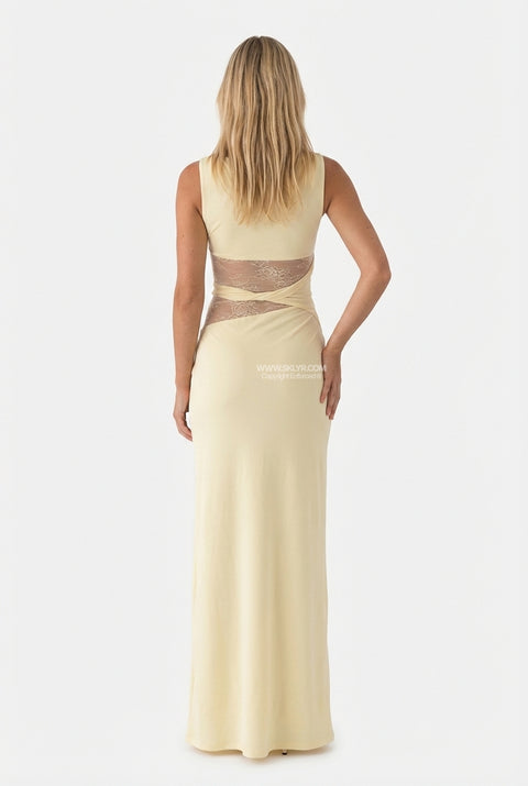 Cream Sleek Column Maxi Dress