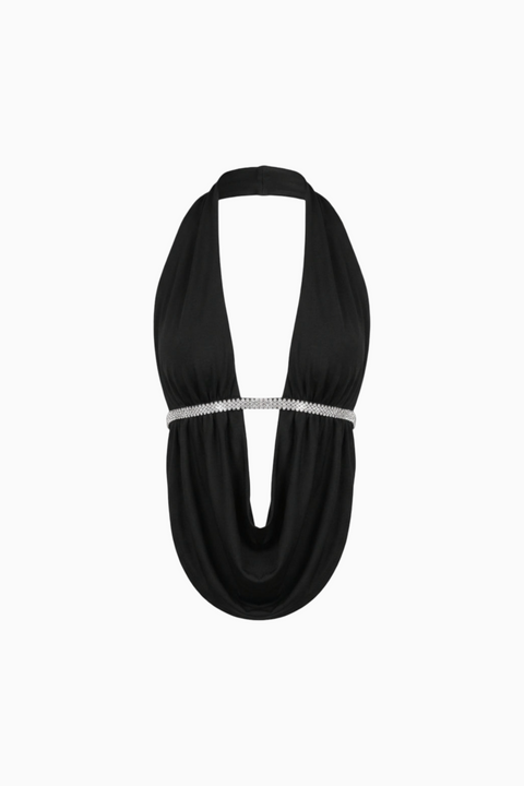 Black Mesh Halter Top