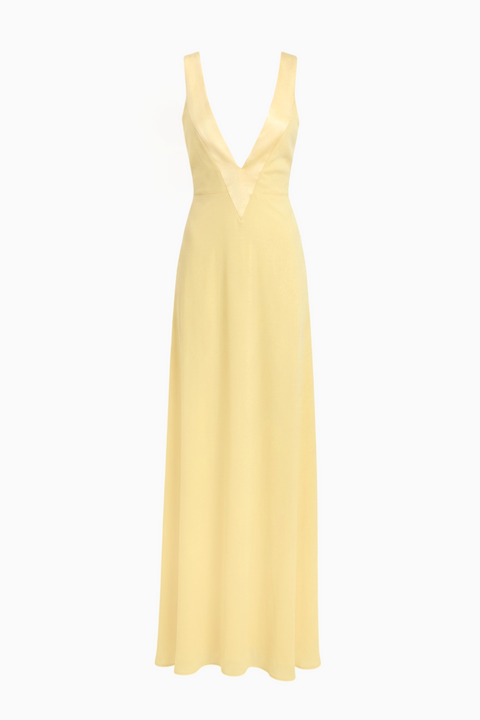 Mauve Deep V-Neck Satin Maxi Dress