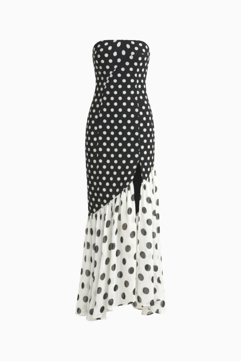 Black Polka Dot Flowing Maxi Dress