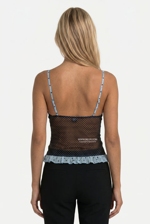 Black Sheer Mesh Bustier Top