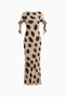 Spotted Mesh Tie-Sleeve Maxi Dress