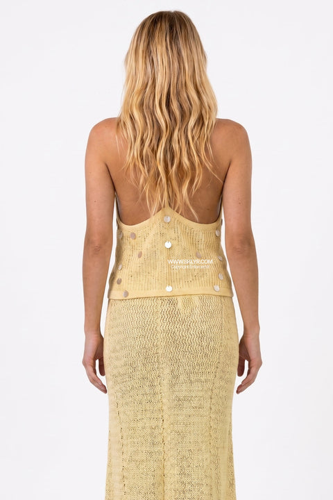 Cream Embellished Knit Two-Piece Set