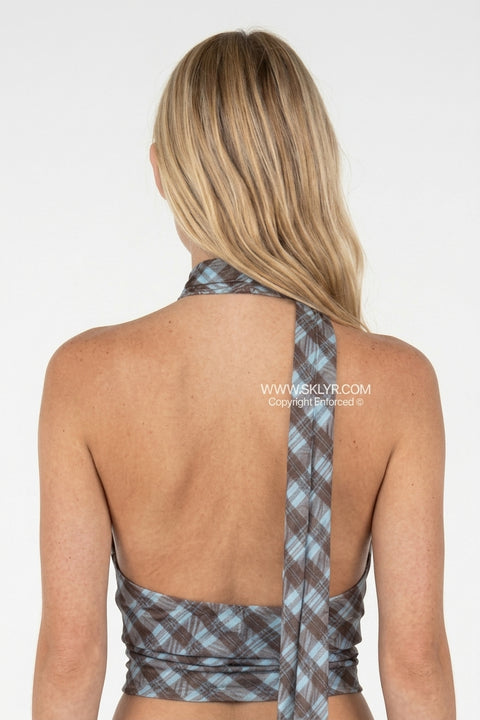 Brown Gingham Halter Top