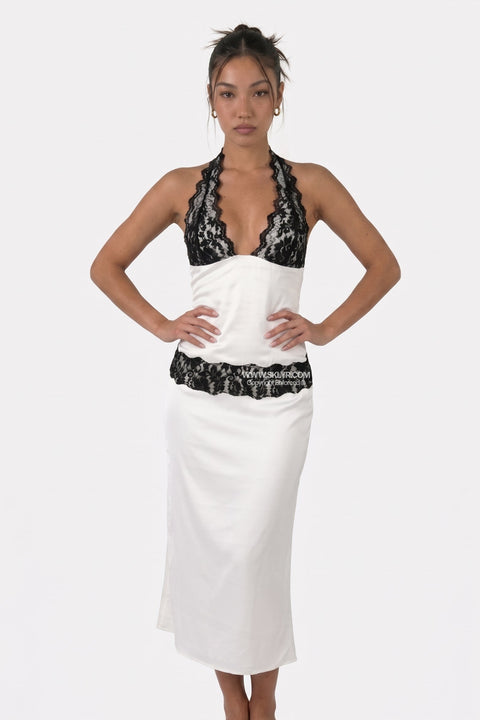 Black & White Contrast Midi Dress