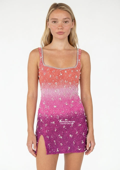 Pink Ombre Sequin Mini Dress