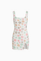 Scoop Neck Embellished Floral Short Dress