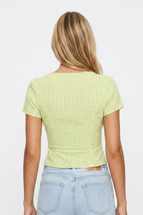Yellow-Green Fitted Crop Top