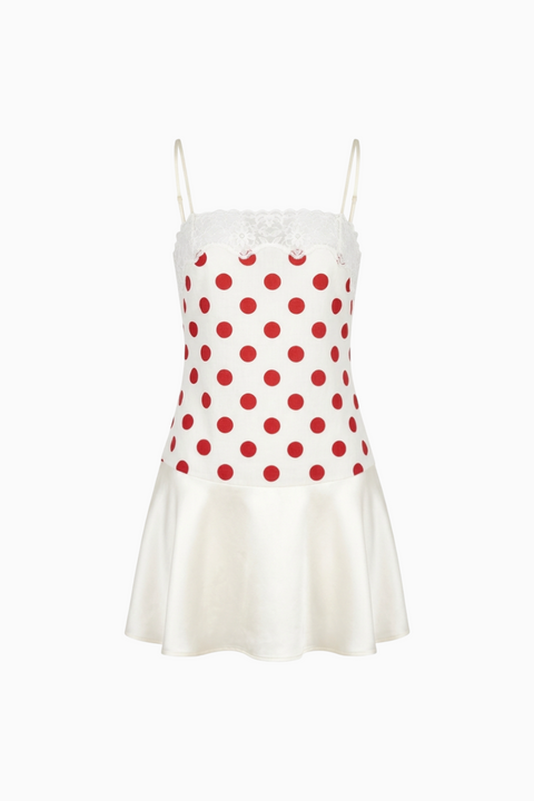 Red Polka Dot Drop-Hem Mini Dress