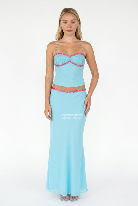 Burgundy Halter Maxi Set