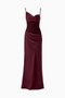 Burgundy Velvet Fitted Maxi Dress