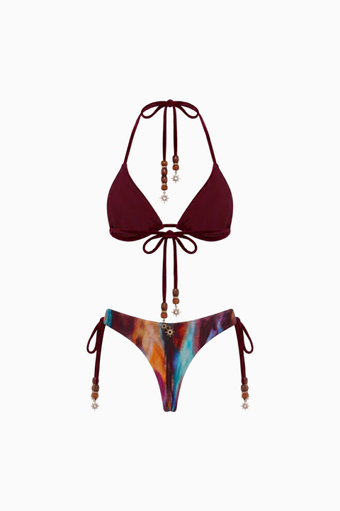 Earthy Swirl Tie-Side Triangle Bikini