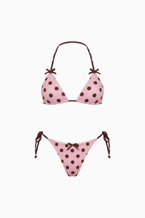 Pink and Chocolate Adjustable Tie Bikini