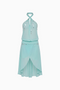 Mint Green Sequin Embellished Halter Dress
