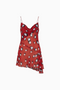 Red Abstract Spot Cowl Neck Mini Dress