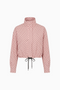 Brown Polka-Dot Stand-Collar Funnel Neck Jacket