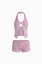 Embellished Knit Halter Top and Shorts Set