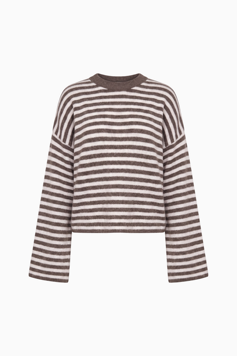 Oversized Striped Knit Crewneck Sweater