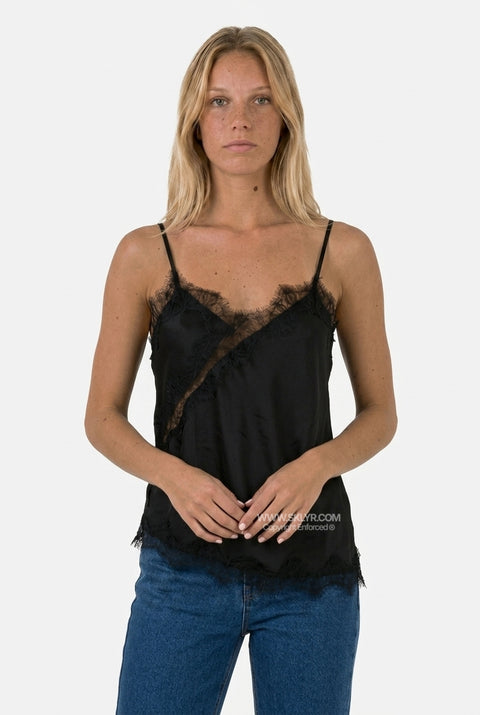 Black Satin Spaghetti Strap Top