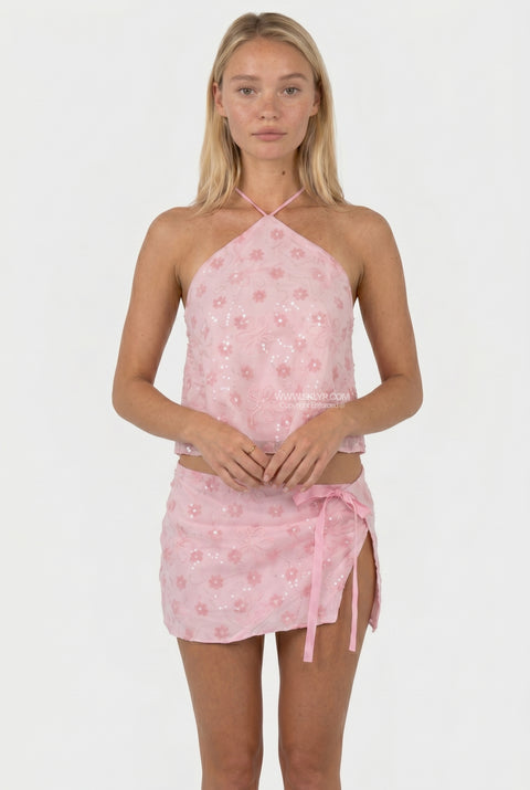 Pink Ruffle Two-Piece Set