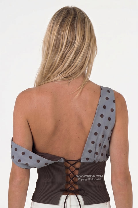One-Shoulder Polka Dot Top