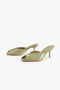 Green Patent Peep-Toe Kitten Heel Sandals
