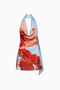 Light Blue Floral Halter Mini Dress