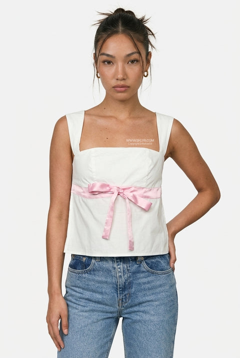 Pink & Cream Printed Crop Top
