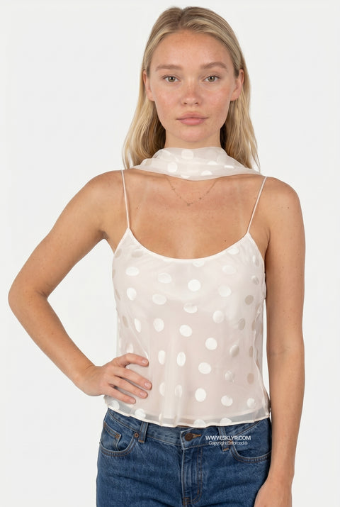 White Spaghetti Strap Fitted Top
