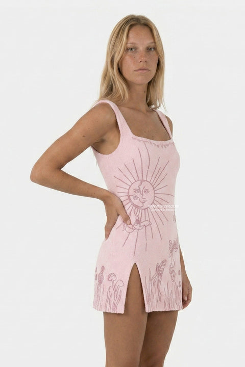 Blush Pink Graphic Print Mini Dress