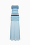 Blue Tonal Striped Knit & Chiffon Set