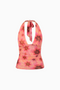 Pink Hibiscus Print Halter Top