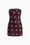 Plum and Pink Polka Dot Strapless Mini Dress