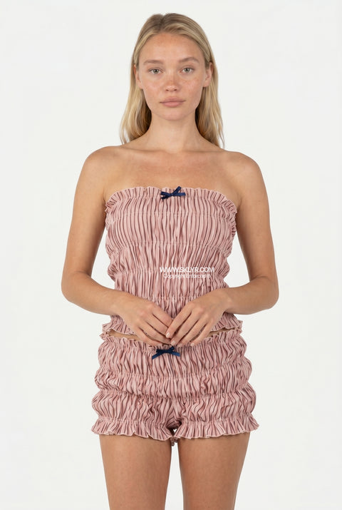 Stripe Smocked Tube Top & Shorts Set