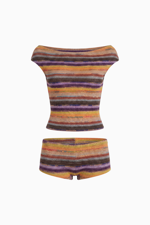 Multicolor Striped Knit Two-Piece Set
