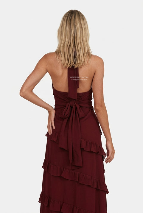 Blush Satin Bias-Cut Maxi Dress