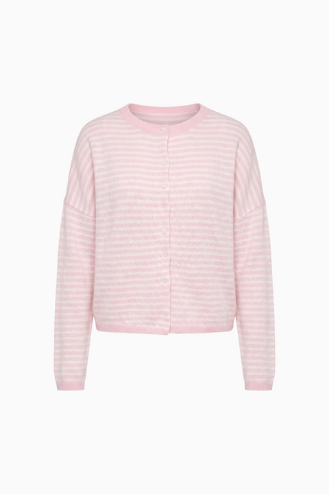 Pink Striped Knit Button-Front Cardigan