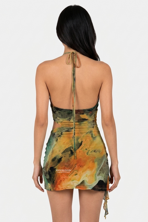 Draped Asymmetric Mini Dress
