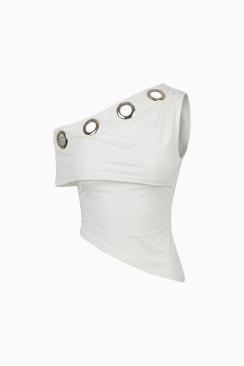 White Eyelet Button-Front Top