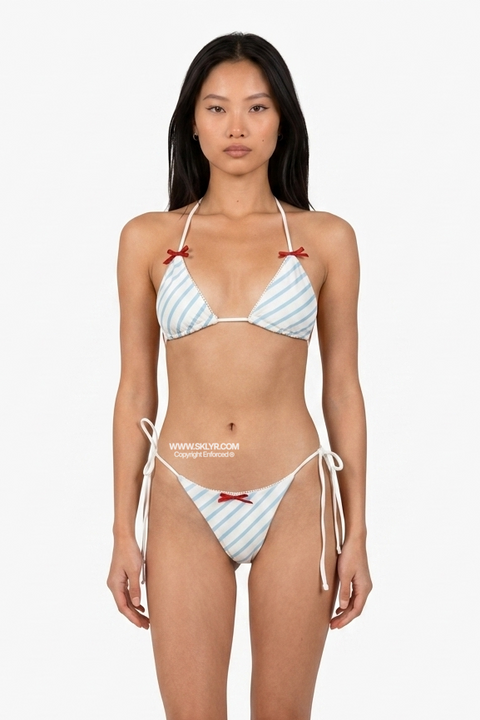 Nautical Blue Striped Bow Bikini