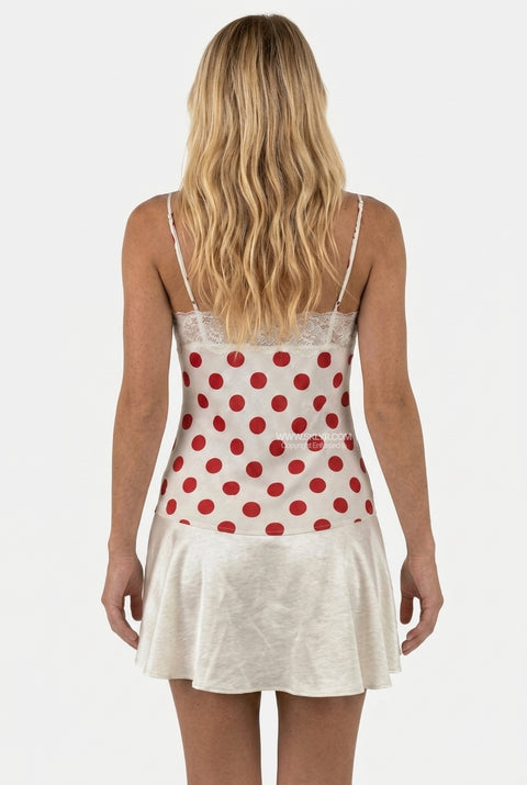 Red Polka Dot Drop-Hem Mini Dress