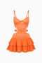 Cutout Lace Mini Dress With Ruffles