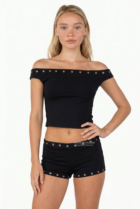 Heather Off-the-Shoulder Grommet Set