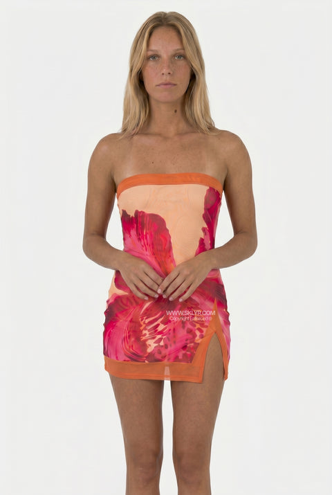 Pink Abstract Brushstroke Mini Dress