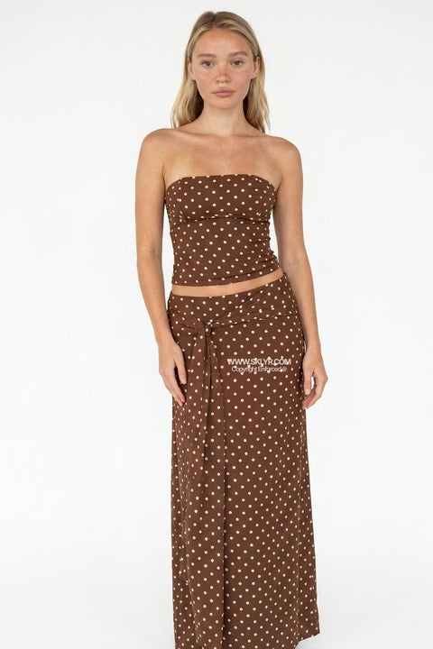 Brown Polka Dot Maxi Set