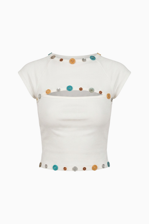 Multi-Button Cut-Out Crop Top